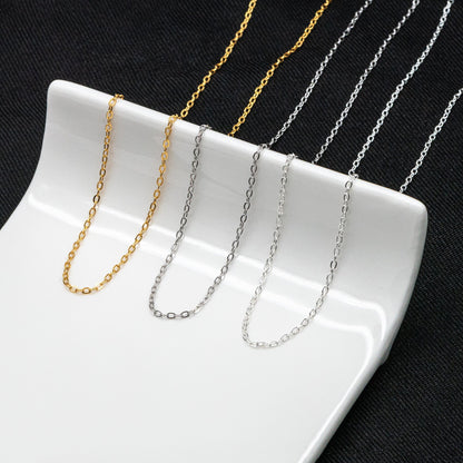 Adjustable Sterling Silver Necklace, 1.4mm Dainty Cable Chain, Gold/ Rhodium plated .925 Silver, Ready to Wear (CY-041)
