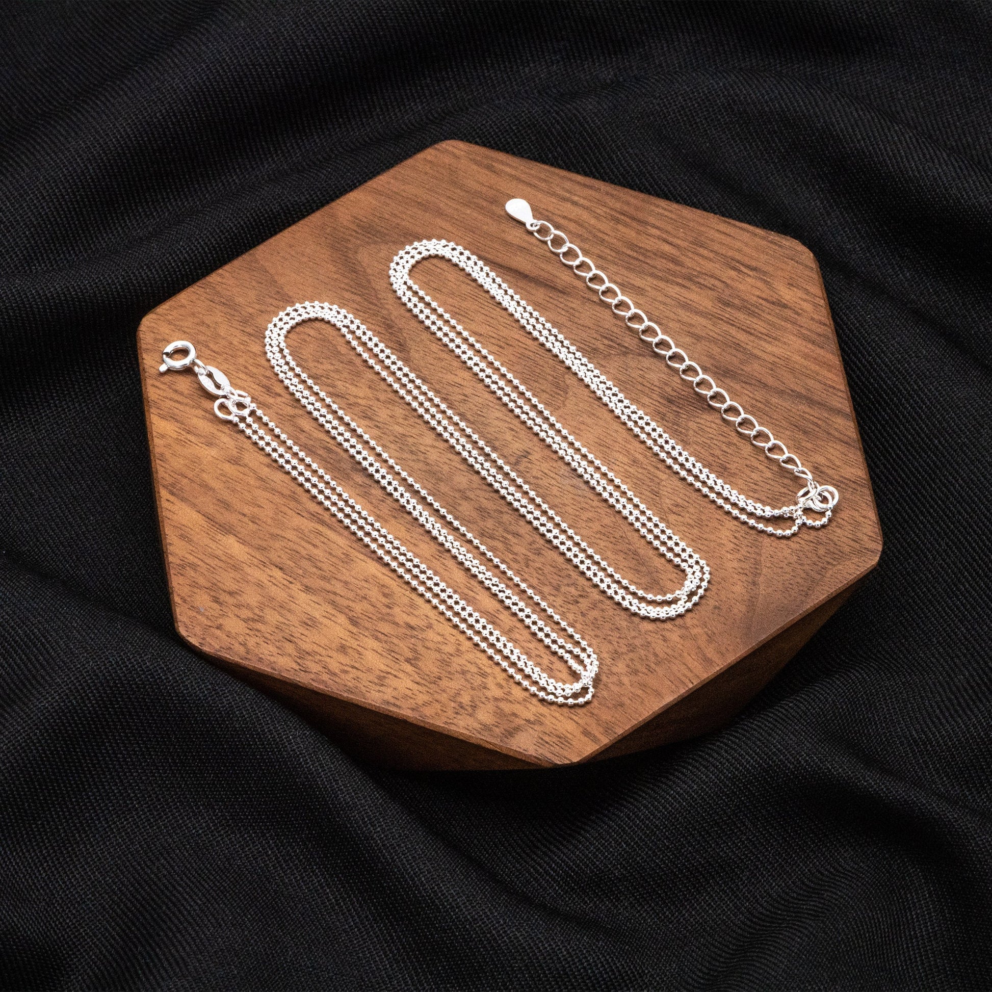 Sterling Silver Triple Strand Chain Necklace, Dainty Silver Beaded Chain 1mm, Ready to Wear, 16-18 inch Adjustable (CY-042)