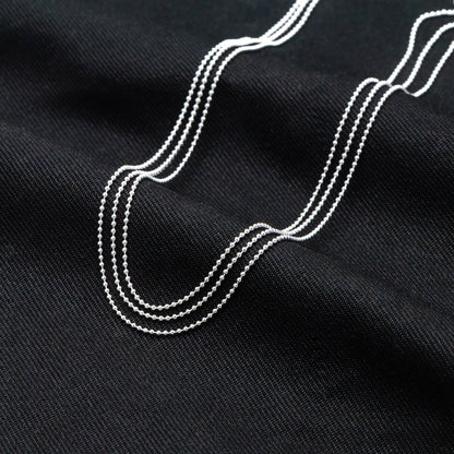 Sterling Silver Triple Strand Chain Necklace, Dainty Silver Beaded Chain 1mm, Ready to Wear, 16-18 inch Adjustable (CY-042)