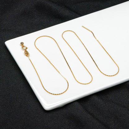 Adjustable Sterling Silver Necklace, 0.5mm Dainty Snake Chain, Gold/ Rhodium plated Finished Chain, 17 Inch Ready to Wear (CY-043)