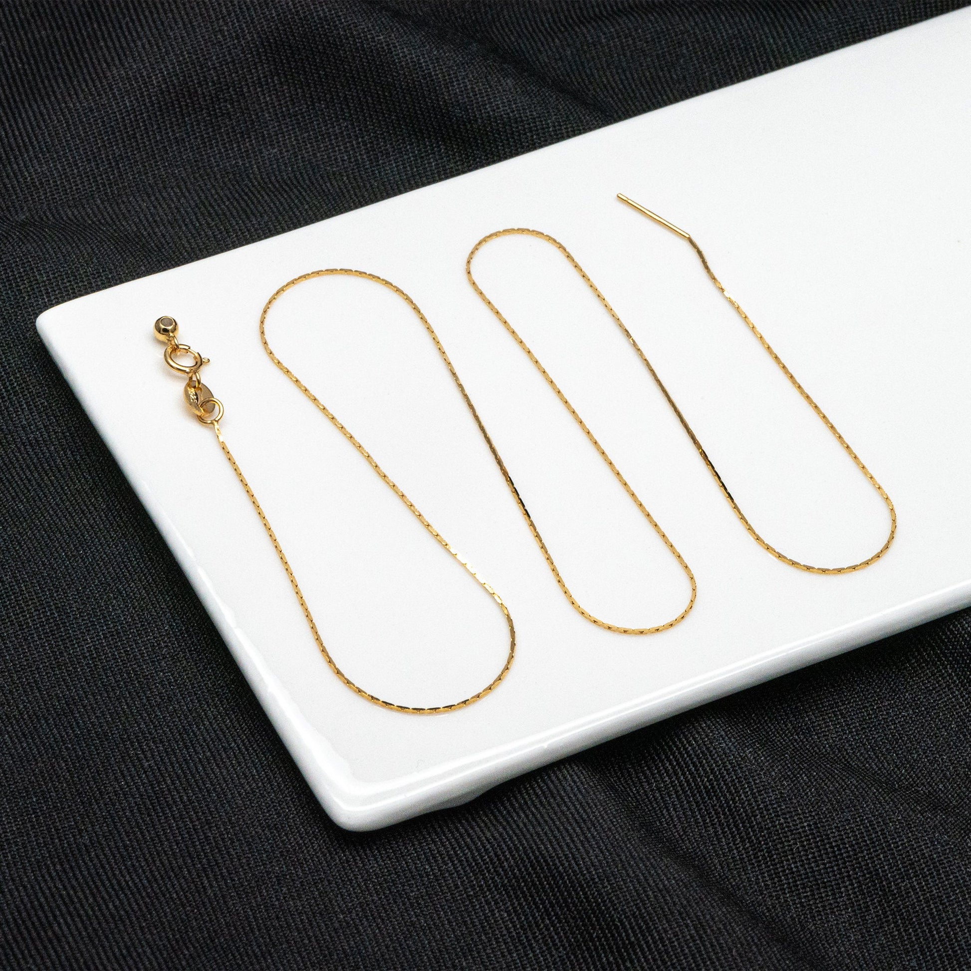 Adjustable Sterling Silver Necklace, 0.5mm Dainty Snake Chain, Gold/ Rhodium plated Finished Chain, 17 Inch Ready to Wear (CY-043)