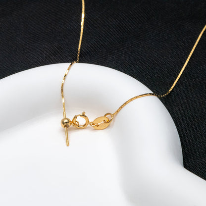 Adjustable Sterling Silver Necklace, 0.5mm Dainty Snake Chain, Gold/ Rhodium plated Finished Chain, 17 Inch Ready to Wear (CY-043)