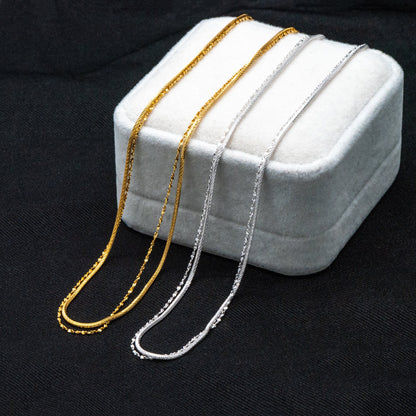 Sterling Silver Double Layer Necklace, Dainty Snake Chain, Layering Necklaces, Ready to Wear (CY-044)