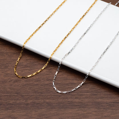 Adjustable Sterling Silver Necklace, 1.2mm Dainty Box Chain, Minimalist Necklace, 16-18 Inch Ready to Wear (CY-045)