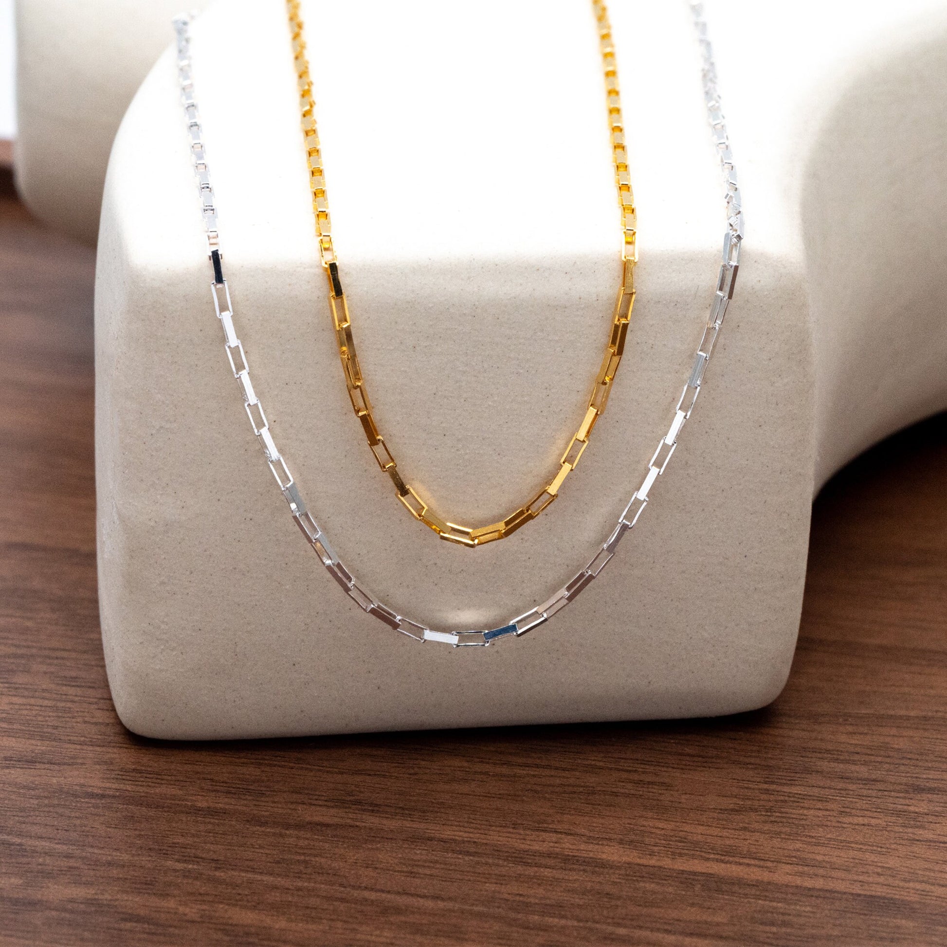 Adjustable Sterling Silver Necklace, 1.2mm Dainty Box Chain, Minimalist Necklace, 16-18 Inch Ready to Wear (CY-045)