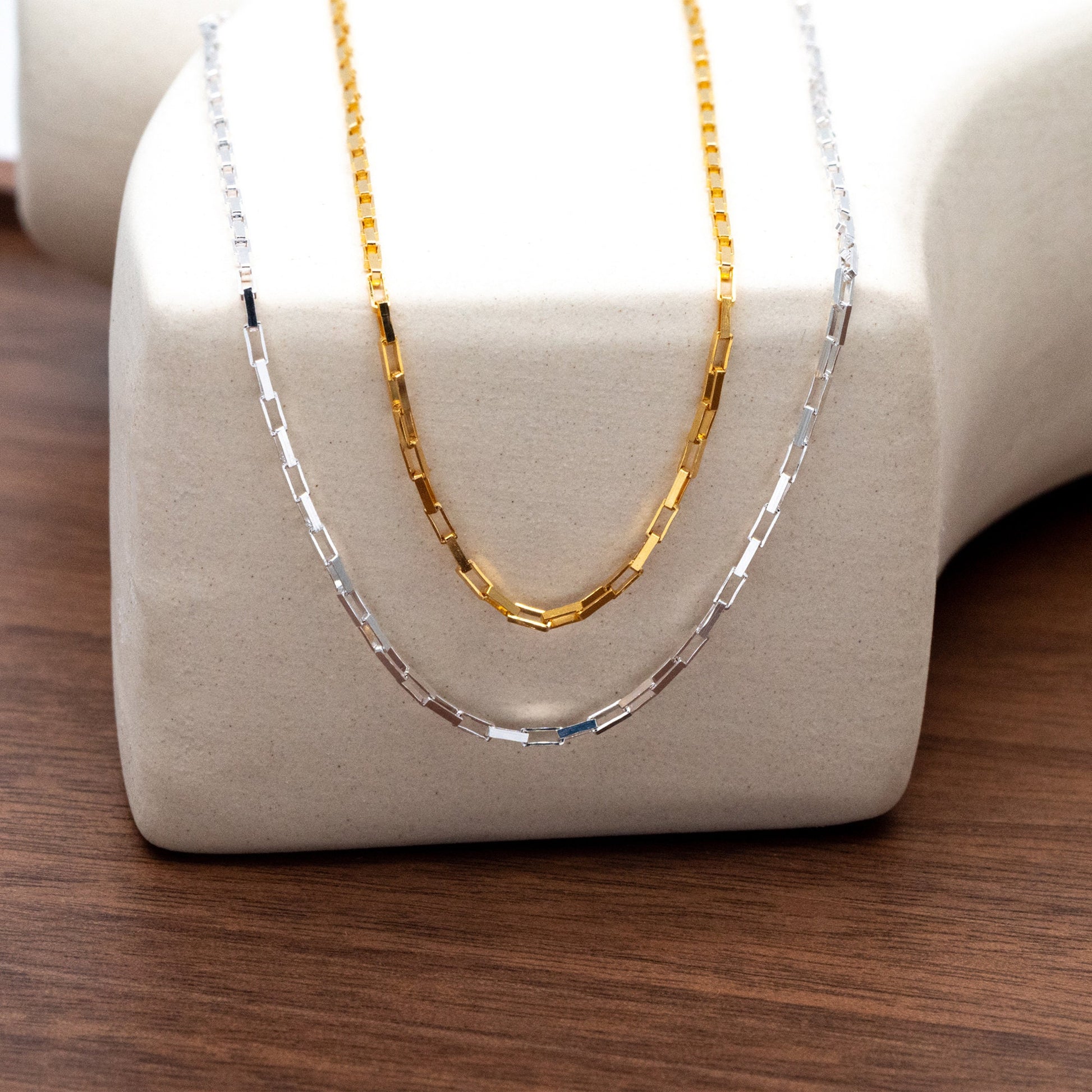 Adjustable Sterling Silver Necklace, 1.2mm Dainty Box Chain, Minimalist Necklace, 16-18 Inch Ready to Wear (CY-045)