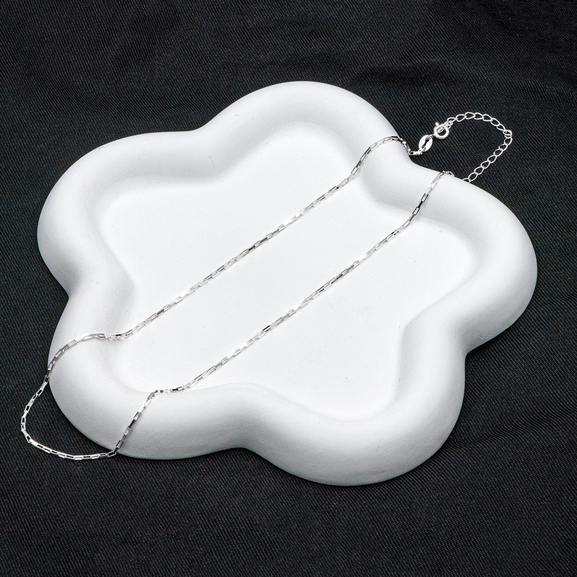 Adjustable Sterling Silver Necklace, 1.2mm Dainty Box Chain, Minimalist Necklace, 16-18 Inch Ready to Wear (CY-045)