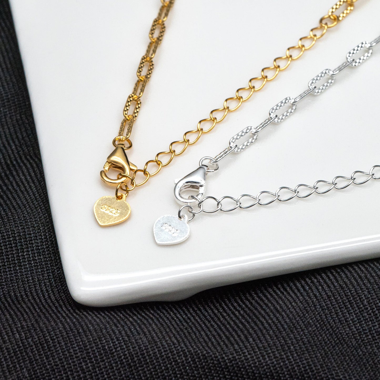 Adjustable Sterling Silver Necklace, 2.6mm Dainty Cable Chain, Minimalist Necklace, 16-18 Inch Ready to Wear (CY-046)