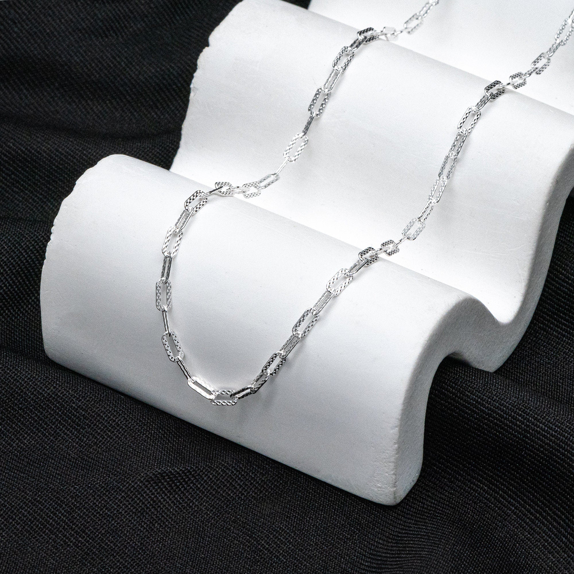 Adjustable Sterling Silver Necklace, 2.6mm Dainty Cable Chain, Minimalist Necklace, 16-18 Inch Ready to Wear (CY-046)