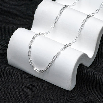 Adjustable Sterling Silver Necklace, 2.6mm Dainty Cable Chain, Minimalist Necklace, 16-18 Inch Ready to Wear (CY-046)