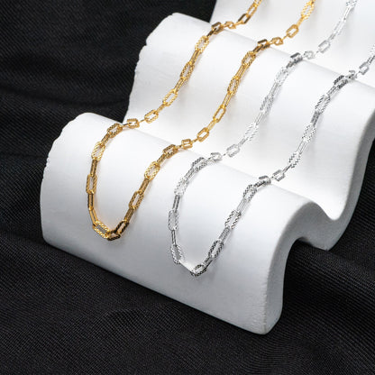 Adjustable Sterling Silver Necklace, 2.6mm Dainty Cable Chain, Minimalist Necklace, 16-18 Inch Ready to Wear (CY-046)