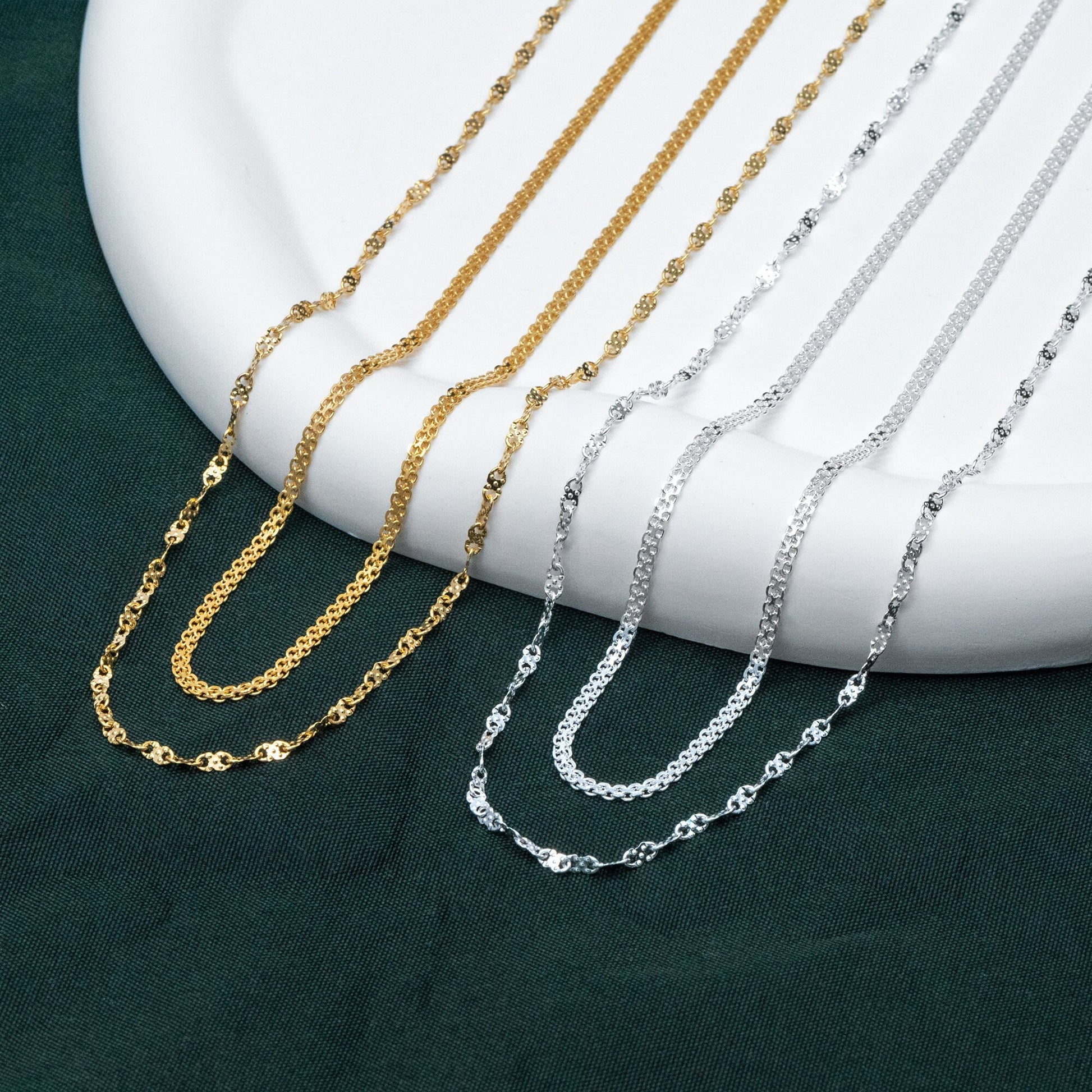 Sterling Silver Double Layer Necklace, Dainty Necklace, Layering Necklaces, Ready to Wear (CY-047)