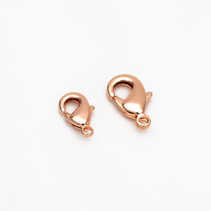 20pcs Gold/ Silver/ Rose Gold Lobster Claw Clasps, 10/ 12/ 15/ 19mm Multi Sizes, Real Gold plated Brass, Necklace Bracelet Clasps (GB-027)