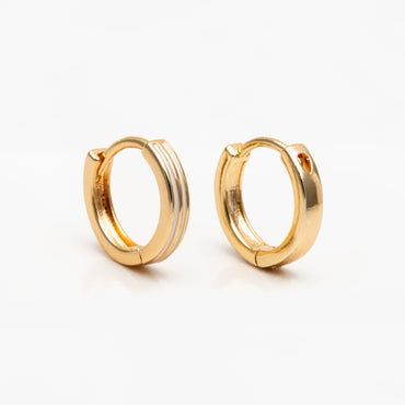 4pcs Gold Enamel Circle Hoop Earrings, 18K Gold plated Brass, Minimalist Huggie Earrings (GB-3717-B)