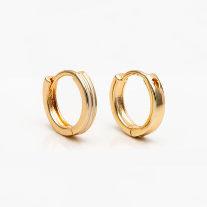 4pcs Gold Enamel Circle Hoop Earrings, 18K Gold plated Brass, Minimalist Huggie Earrings (GB-3717-B)