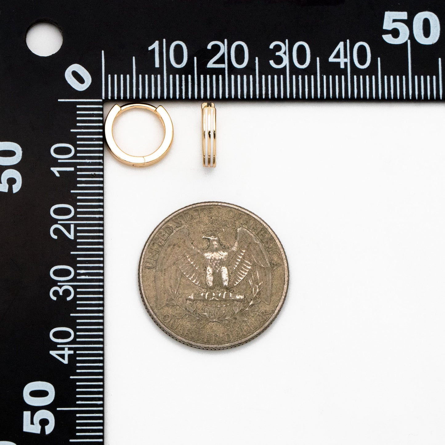 4pcs Gold Enamel Circle Hoop Earrings, 18K Gold plated Brass, Minimalist Huggie Earrings (GB-3717-B)