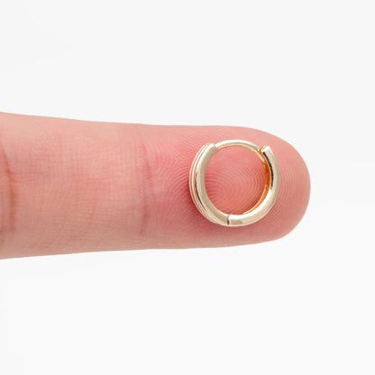 4pcs Gold Enamel Circle Hoop Earrings, 18K Gold plated Brass, Minimalist Huggie Earrings (GB-3717-B)