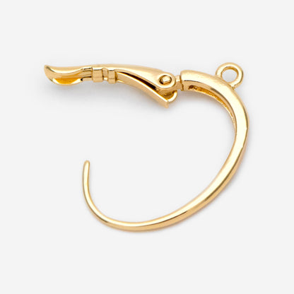10pcs Gold/ Silver tone Oval Leverback Ear Hooks, Gold/ Rhodium plated on Brass, Earring Hoop Components (GB-1457)