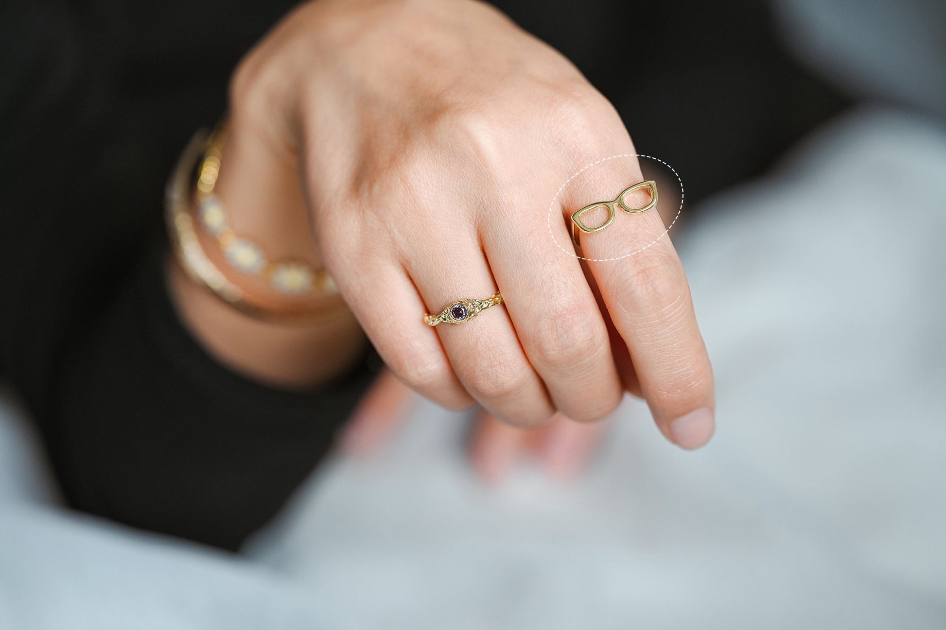 4pcs Gold Glasses Ring, Everyday Ring, Fashion Rings, Adjustable Ring, Minimalist Ring (#JZ-020-E)