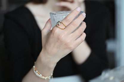 4pcs CZ Pave Gold/ Silver Double Band Ring, Everyday Ring, Fashion Rings, Adjustable Ring, Dainty Ring (#GB-4372)