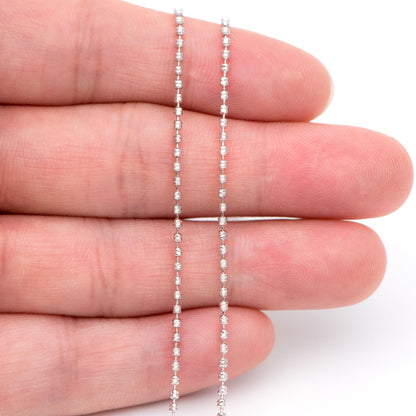 Gold/ Silver tone Ball Chains 1.5mm, Gold/ Rhodium plated Brass, DIY Necklace Chain Wholesale (#LK-229)/ 1 Meter=3.3 ft