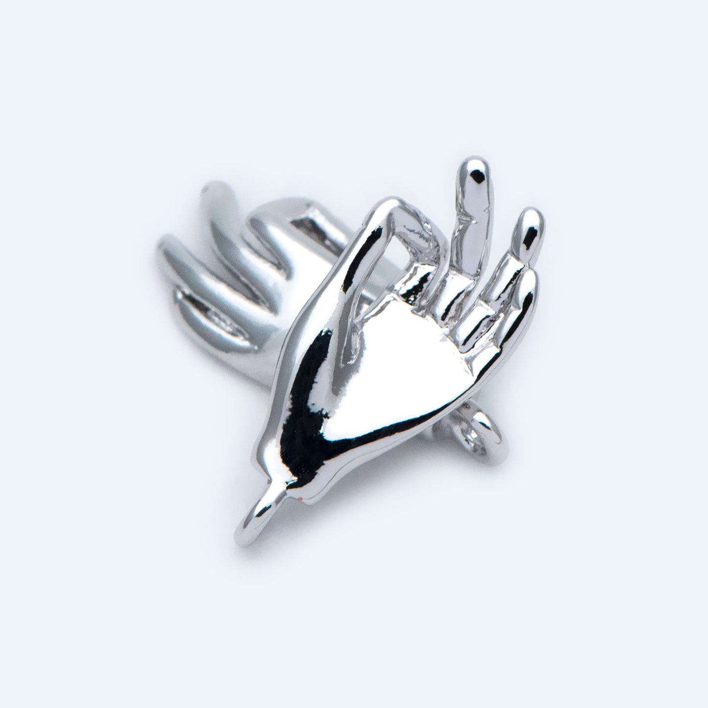 4pcs Gold/ Silver Tone Hand Charm, Gold/ Rhodium plated Brass, OK / Okay Gesture Pendants 15x7mm (GB-4156-B)