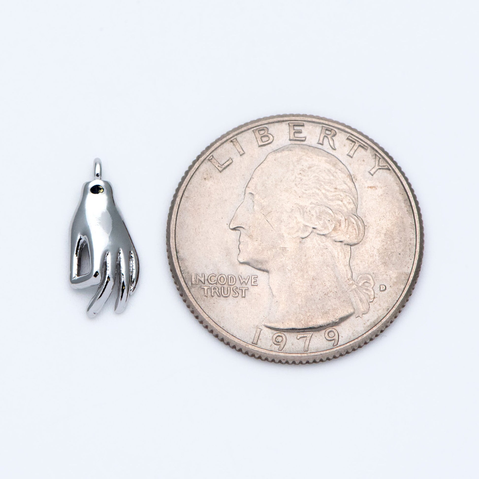 4pcs Gold/ Silver Tone Hand Charm, Gold/ Rhodium plated Brass, OK / Okay Gesture Pendants 15x7mm (GB-4156-B)