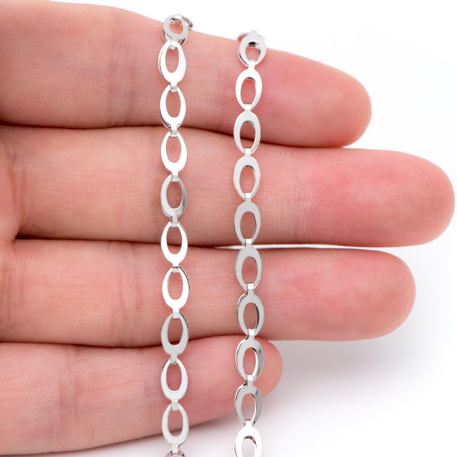 Gold/ Silver tone Specialty Chains, Gold/ Rhodium plated Brass, Link Size 4x8mm, Bulk Chain Wholesale (#LK-232)/ 1 Meter=3.3 ft