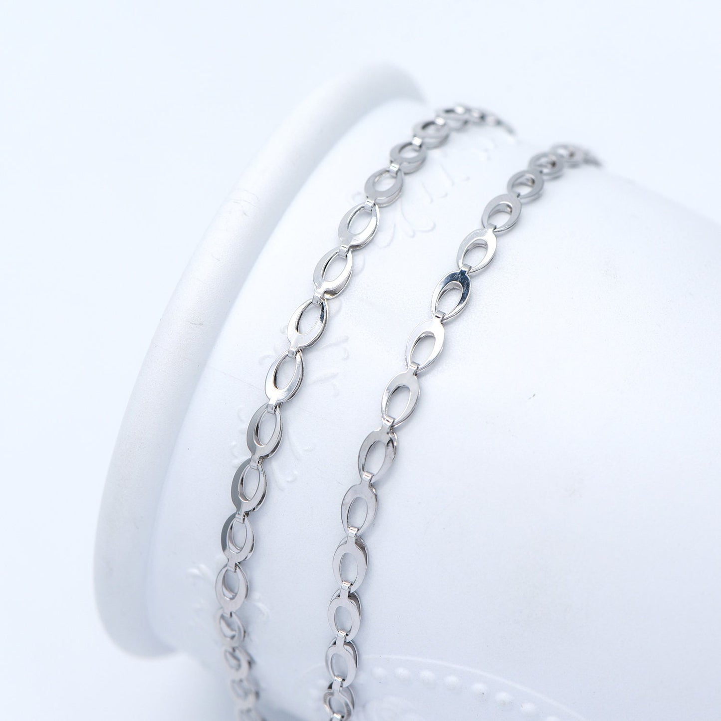 Gold/ Silver tone Specialty Chains, Gold/ Rhodium plated Brass, Link Size 4x8mm, Bulk Chain Wholesale (#LK-232)/ 1 Meter=3.3 ft