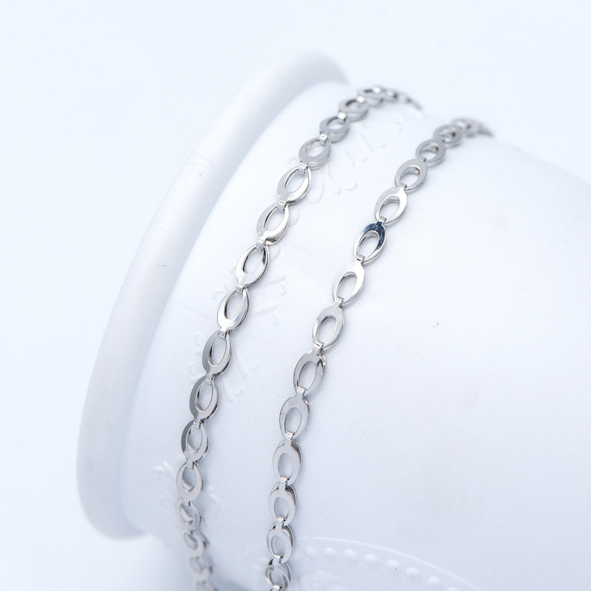 Gold/ Silver tone Specialty Chains, Gold/ Rhodium plated Brass, Link Size 4x8mm, Bulk Chain Wholesale (#LK-232)/ 1 Meter=3.3 ft
