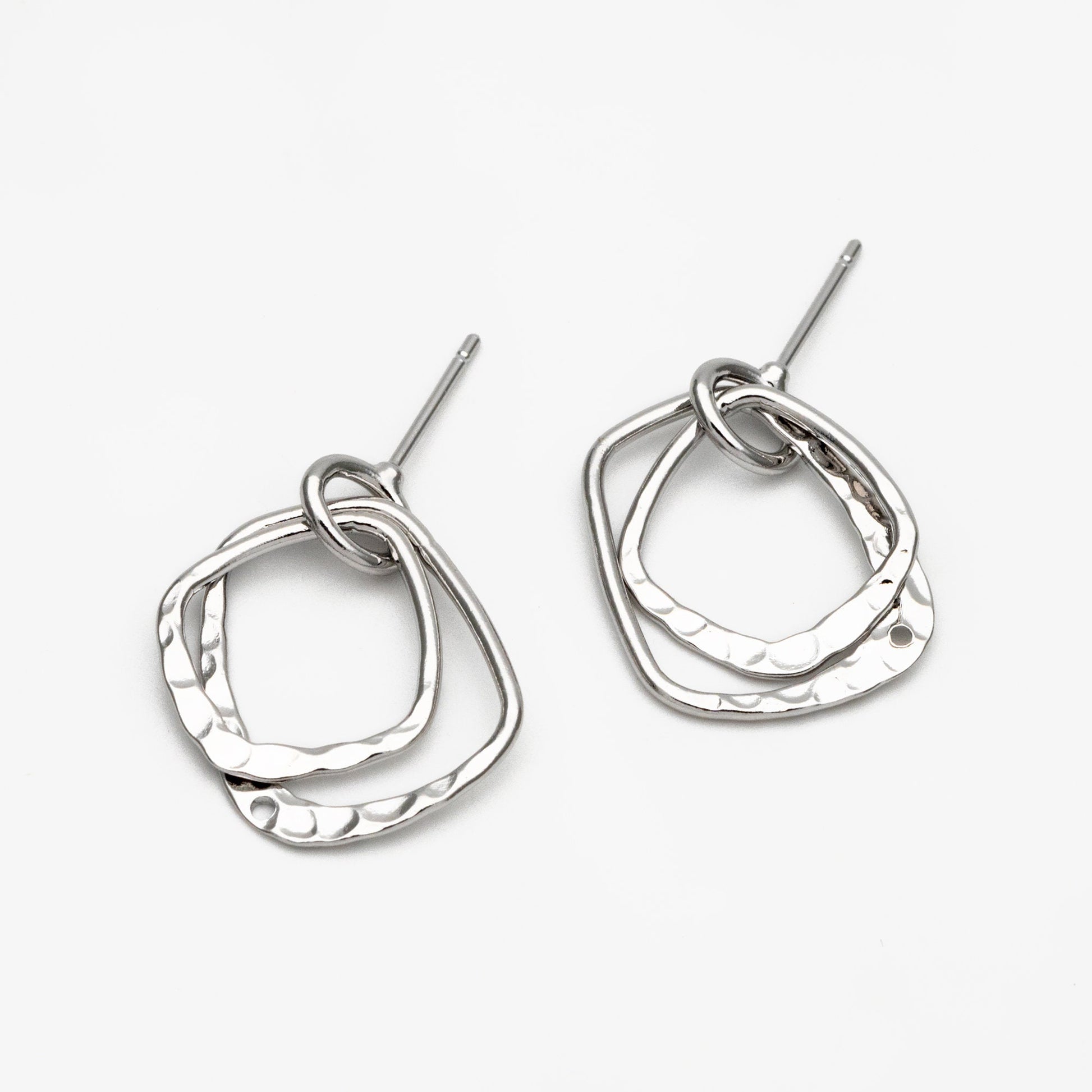 10pcs Hammered Ear Posts, 18K Gold/ Rhodium plated Brass, Geometric Hoop Stud Earring Findings (GB-1260)