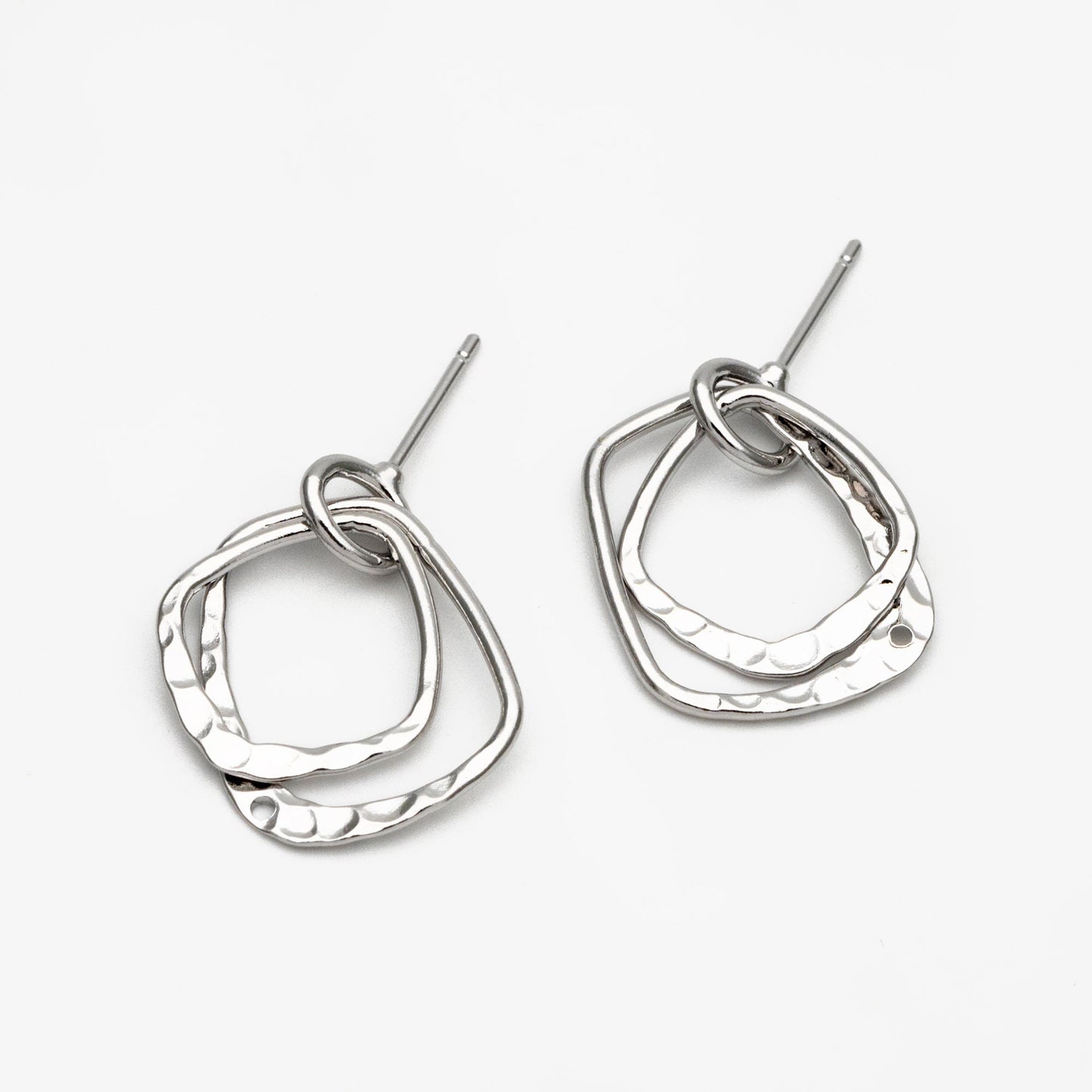 10pcs Hammered Ear Posts, 18K Gold/ Rhodium plated Brass, Geometric Hoop Stud Earring Findings (GB-1260)