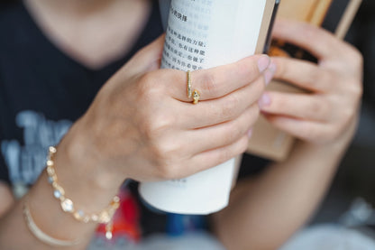 4pcs CZ Pave Snake Ring: Adjustable Serpent Band, 18K Gold Plated Brass (GB-2710)