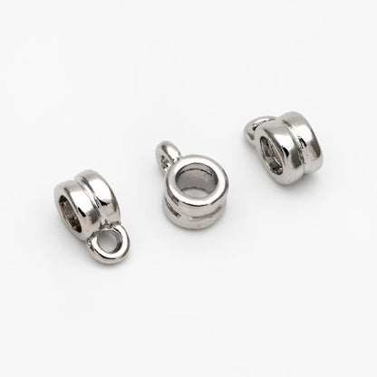 10pcs Gold/ Silver Bail Beads, Bail Charm Holder Spacer with Loop, Tube Bails, Cord Bails, Slider Bails, Spacer Ring (GB-1328-B)