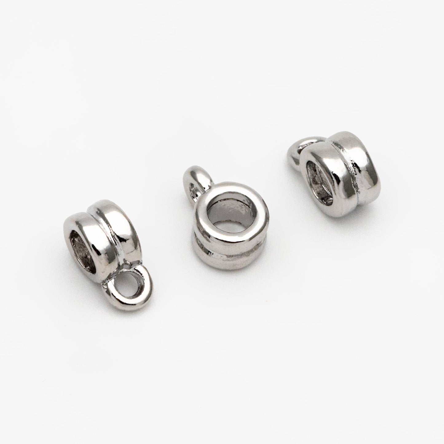 10pcs Gold/ Silver Bail Beads, Bail Charm Holder Spacer with Loop, Tube Bails, Cord Bails, Slider Bails, Spacer Ring (GB-1328-B)