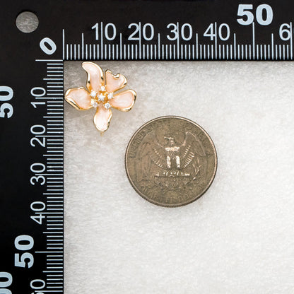 4pcs CZ Pave Gold Enamel Flower Earrings with Loop, Gold Plated Brass Stud Earrings, DIY Ear Findings (GB-4445)