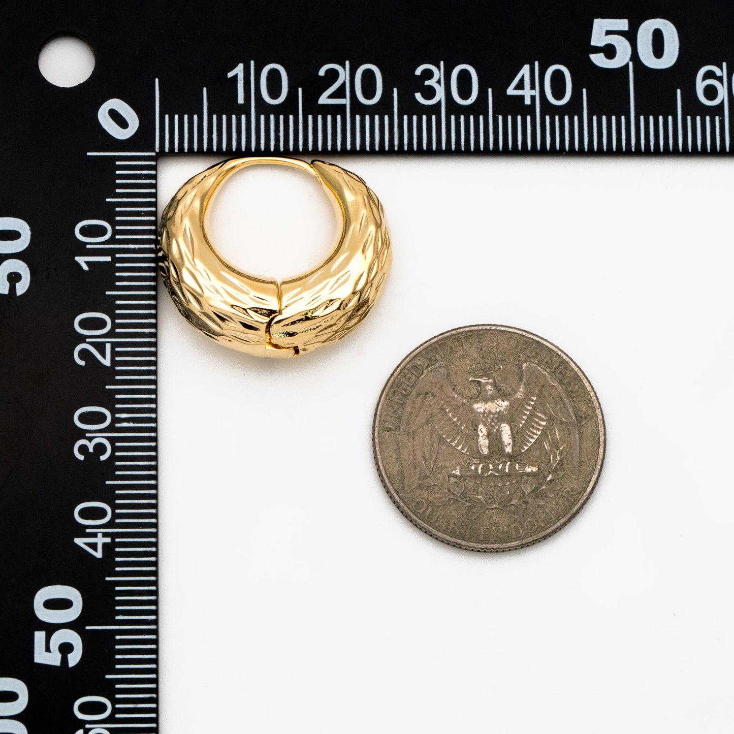 4pcs Gold/ Silver Tone Circle Hoop Earrings, 18K Gold/ Rhodium plated Brass, Chunky Huggie Earrings (GB-4447)