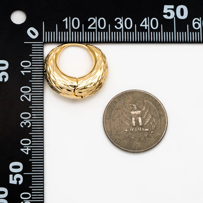 4pcs Gold/ Silver Tone Circle Hoop Earrings, 18K Gold/ Rhodium plated Brass, Chunky Huggie Earrings (GB-4447)