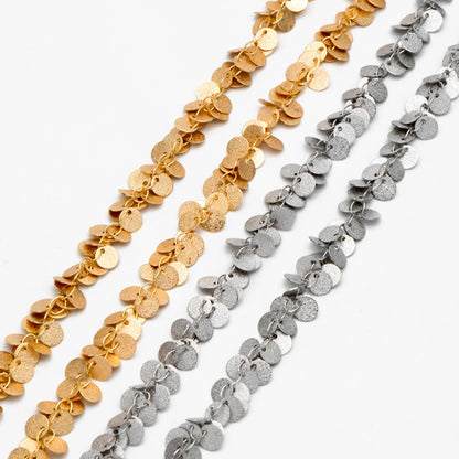 Gold/ Silver tone Round Disc Chains 6mm, Disk Coin Geometric Chain (#LK-212)/ 1 Meter=3.3 feet