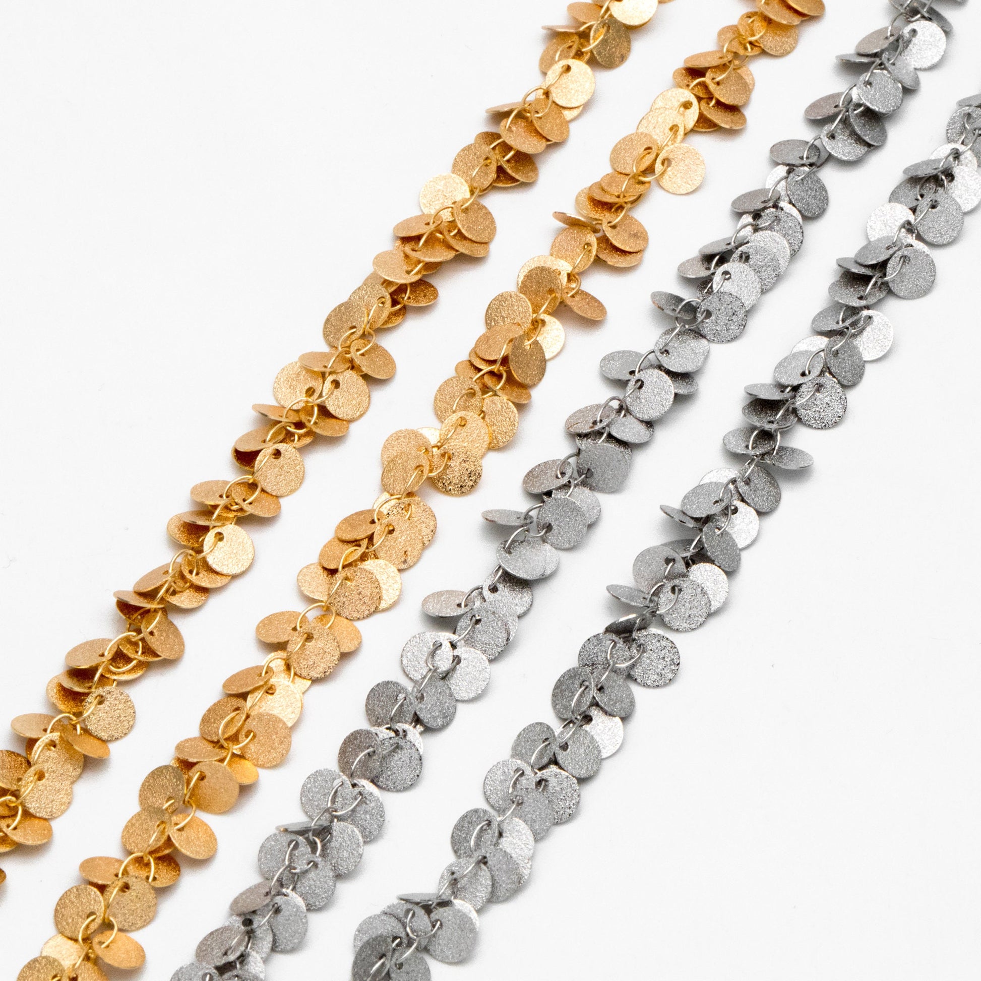 Gold/ Silver tone Round Disc Chains 6mm, Disk Coin Geometric Chain (#LK-212)/ 1 Meter=3.3 feet