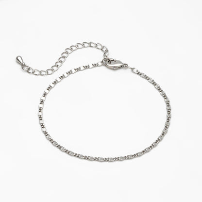Gold/ Silver Tone Flat Curb Chain, Finished Bracelet/ Anklet/ Necklace with Adjustable Extender, Ready to Wear (#LK-328)