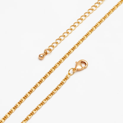 Gold/ Silver Tone Flat Curb Chain, Finished Bracelet/ Anklet/ Necklace with Adjustable Extender, Ready to Wear (#LK-328)