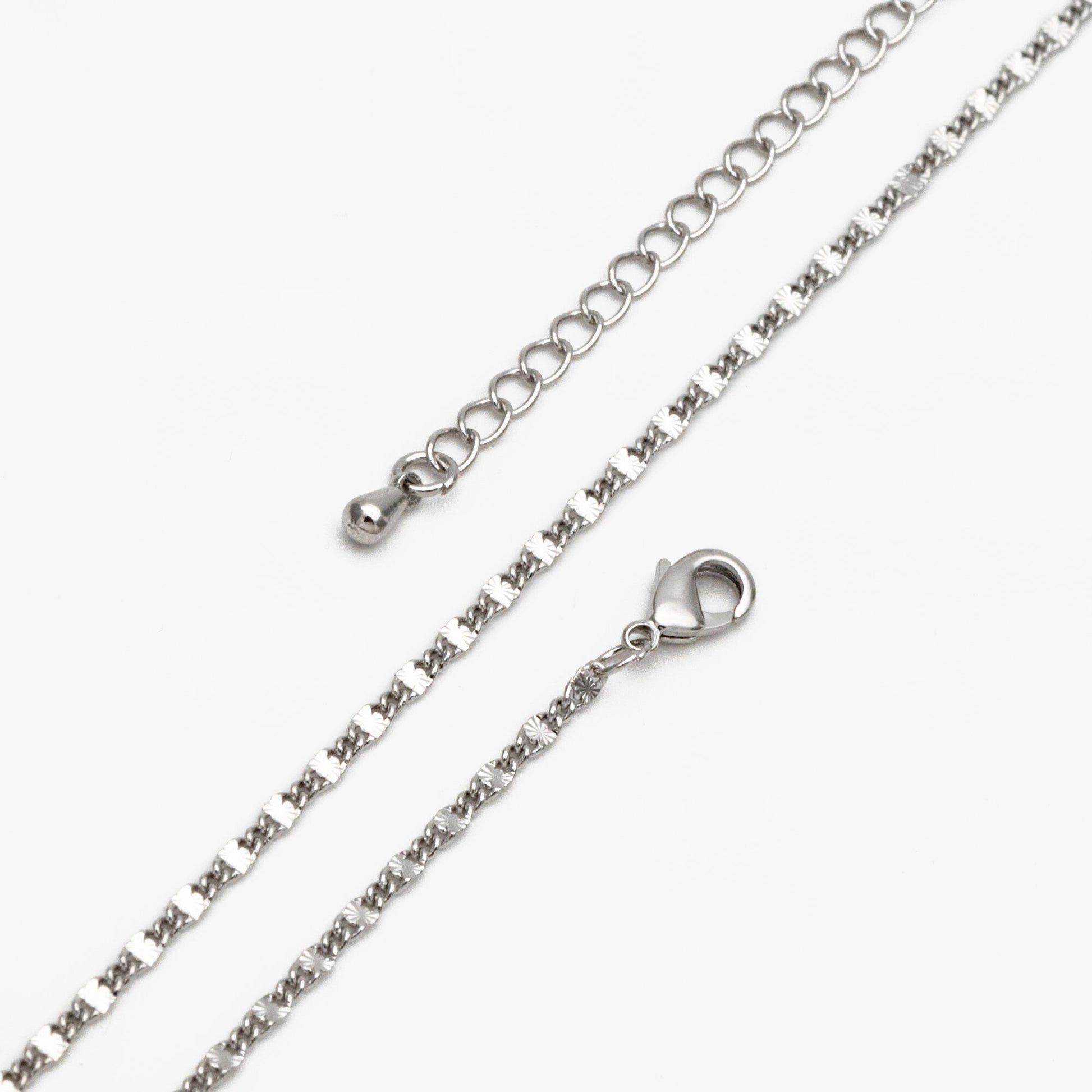 Gold/ Silver Tone Flat Curb Chain, Finished Bracelet/ Anklet/ Necklace with Adjustable Extender, Ready to Wear (#LK-328)