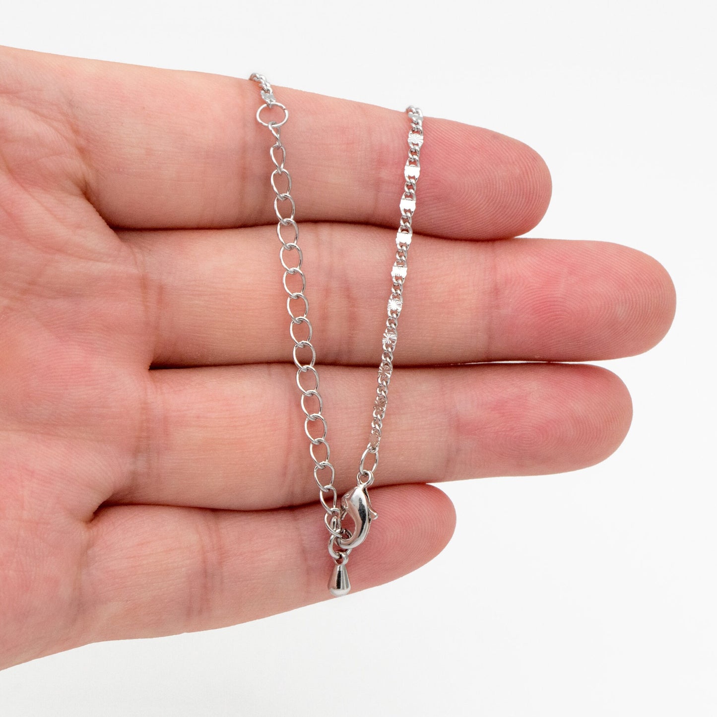 Gold/ Silver Tone Flat Curb Chain, Finished Bracelet/ Anklet/ Necklace with Adjustable Extender, Ready to Wear (#LK-328)