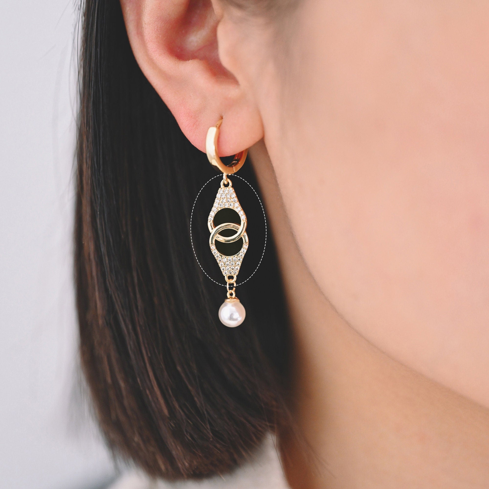 4pcs CZ Pave Gold Handcuff Charm Connectors, Gold Handcuffs Link, Necklace Bracelet Connector (GB-2379)