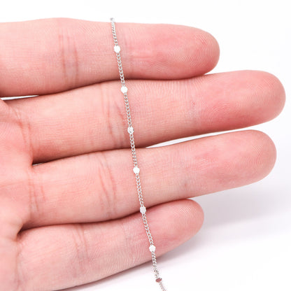 Tiny Gold/ Silver Tone Curb Chains, 0.9mm Thin Chain with 1.6mm Flat Disc, Delicate Chains for DIY Necklace (#LK-240)/ 1 Meter=3.3 ft