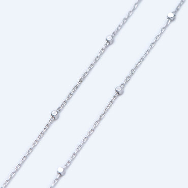 Gold/ Silver Tone Cube Beaded Chains, 0.8mm Cable Chain with 1.3mm Cube Beads, Thin Craft Jewelry Chain (#LK-196)/ 1 Meter=3.3 ft