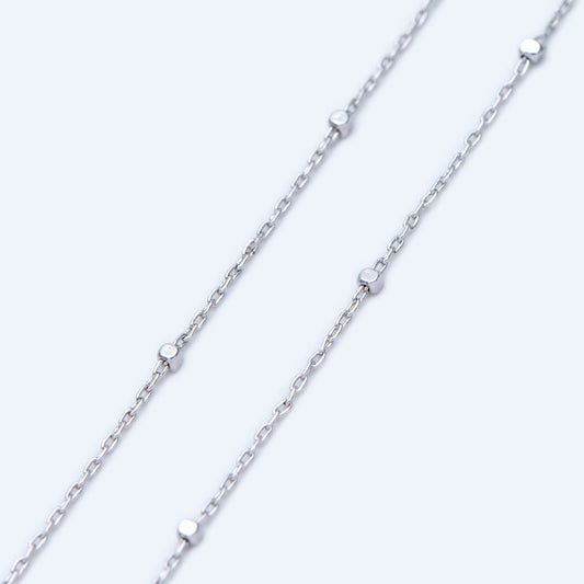 Gold/ Silver Tone Cube Beaded Chains, 0.8mm Cable Chain with 1.3mm Cube Beads, Thin Craft Jewelry Chain (#LK-196)/ 1 Meter=3.3 ft