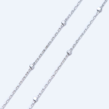 Gold/ Silver Tone Cube Beaded Chains, 0.8mm Cable Chain with 1.3mm Cube Beads, Thin Craft Jewelry Chain (#LK-196)/ 1 Meter=3.3 ft