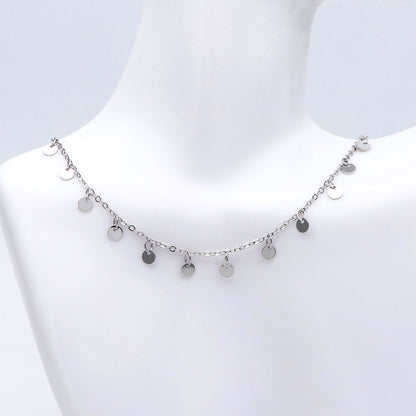 Gold/ Silver Tone Chain with 4mm Round Disc Charms, Real Gold/ Rhodium plated Brass Chain (#LK-458)/ 1 Meter=3.3ft